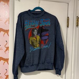 Billy‎ Joel Piano Man Oversized Faded Navy Blue Sweater Size XS NWT